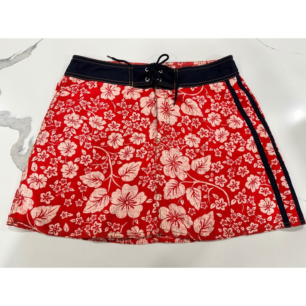 Catalina Ocean Gear Red‎ Hibiscus Floral Board Swim Skirt Womens M